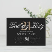 Invitation Elegant Calligraphy Black Birthday Photo (Debout devant)
