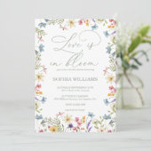 Invitation Elegant Calligraphy Boho Wildflowers Bridal Shower (Debout devant)