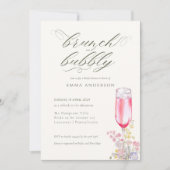 Invitation Elegant Calligraphy Brunch & Bubbly Bridal Shower (Devant)