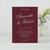 Invitation Elegant Calligraphy Burgundy Old Money Wedding (Debout devant)