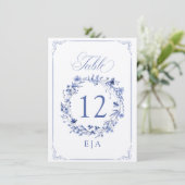 Invitation Elegant Calligraphy Floral Wreath Table Number (Debout devant)