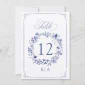 Invitation Elegant Calligraphy Floral Wreath Table Number (Dos)