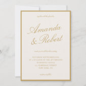 Invitation Elegant Calligraphy Ivory Gold Old Money Wedding (Devant)