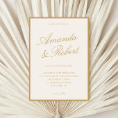 Invitation Elegant Calligraphy Ivory Gold Old Money Wedding