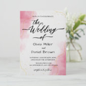 Invitation Elegant Calligraphy Modern pink Watercolor Wedding (Debout devant)