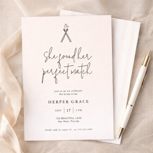 Invitation Elegant Calligraphy Perfect Match Bridal Shower