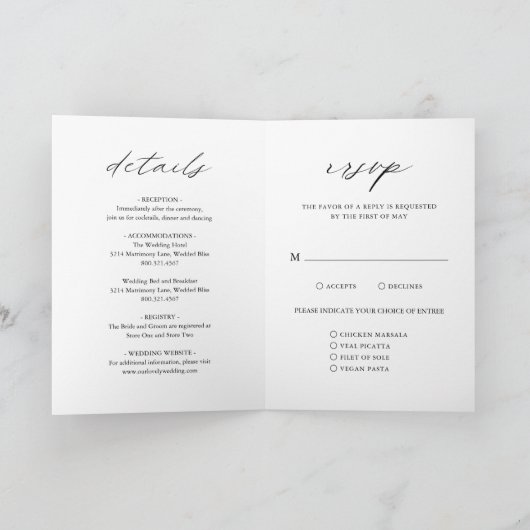 Invitation Elegant Calligraphy Photo Modern Wedding (Intérieur)