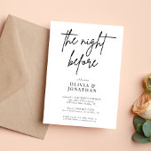 Invitation Elegant Calligraphy Rehearsal Dinner Night Before
