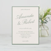 Invitation Elegant Calligraphy Sage Green Old Money Wedding (Debout devant)