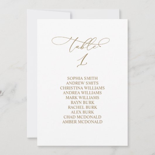 Invitation Elegant Calligraphy Table Number 1 Seating Chart (Devant)