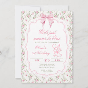 Invitation Élégant Canard Rose Mignon Fille Premier Anniversa