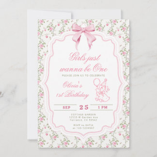 Invitation Élégant Canard Rose Mignon Fille Premier Anniversa