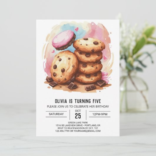 Invitation Élégant Candyland arrose les cookies Anniversaire (Debout devant)