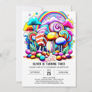 Invitation Elégant Candyland en ligne Anniversaire