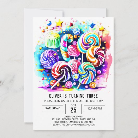 Invitation Elegant Candyland Printable Anniversaire (Devant)