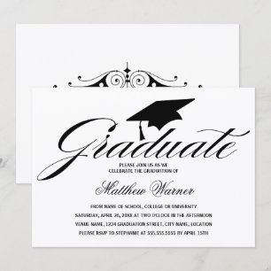 Invitation Élégant cap de graduation