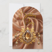 Invitation Élégant Caramel d'anniversaire Diamants de bijoux  (Devant)
