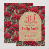 Invitation Elegant Carnation Accent Adult Birthday (Devant / Derrière)