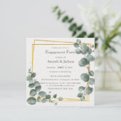 Invitation Élégant Carré du groupe d'engagement Eucalyptus (Debout devant)