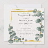 Invitation Élégant Carré du groupe d'engagement Eucalyptus (Devant)
