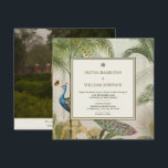 Invitation Élégant Carré Photo Tropical Peacock Palm Mariage<br><div class="desc">Elégant Carré Photo Tropical Peacock Palm Faire-part de mariage Célébrez votre amour dans le style intemporel avec cette Elégante Carré Photo Tropical Peacock Palm Faire-part de mariage, conçu avec des palmiers luxuriants, des plumes de paon royal, et un cadre raffiné en ivoire. Parfait pour les mariages de destination, les fêtes...</div>