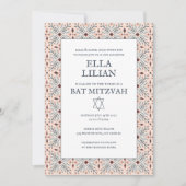 Invitation Elégant Carrelage Motif Custom B'nai Bat Bar Mitzv (Devant)
