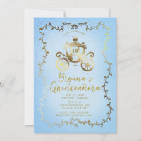 Élégant Carrosse Doré Histoire Bleue Quinceañera
