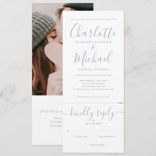 Invitation Élégant carton de mariage tout-en-un avec photo en