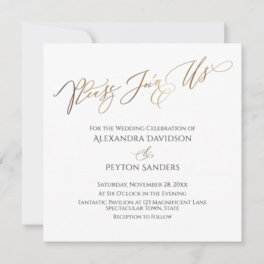 Invitation Élégant carton de mariage "Veuillez nous rejoindre (Devant)