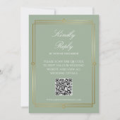 Invitation Élégant Carton Vert QR Code RSVP (Devant)