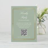 Invitation Élégant Carton Vert QR Code RSVP (Debout devant)