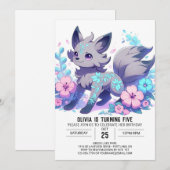 Invitation Élégant Cartoon Wolf Anniversaire numérique (Devant / Derrière)