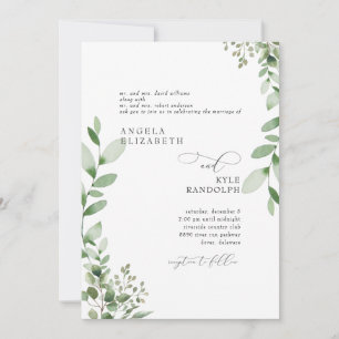 Invitation Elégant Cascadé De Verdure Mariage Les Deux Parent