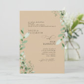 Invitation Elégant Cascading Greenery Mariage Khaki (Debout devant)
