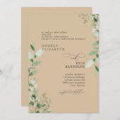 Invitation Elégant Cascading Greenery Mariage Khaki (Devant / Derrière)