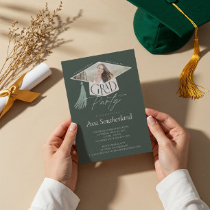 Invitation Élégant Casquette de 2e année et Tassel Photo Grad