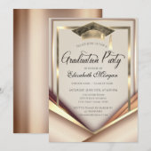 Invitation Élégant Casquette de cadre Or (Devant / Derrière)