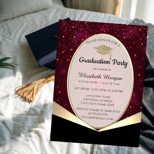 Invitation Élégant Casquette de Parties scintillant, Confetti