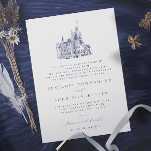 Invitation Elégant Castle Illustration Parents Mariage d'accu