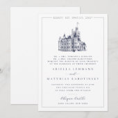 Invitation Elegant Castle Venue Illustration Jewish Wedding (Devant / Derrière)