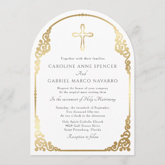 Invitation Elegant Catholic Mass Wedding (Devant)