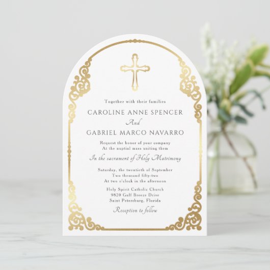 Invitation Elegant Catholic Mass Wedding (Debout devant)