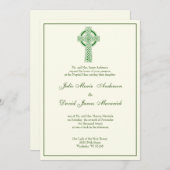 Invitation Élégant catholique irlandais Croix celtique Mariag (Devant / Derrière)