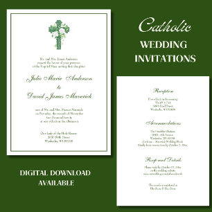 Invitation Élégant catholique irlandais Croix celtique Mariag