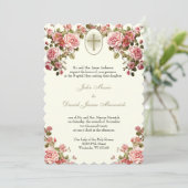 Invitation Élégant catholique Mariage floral et réception (Debout devant)