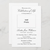 Invitation Elégant Célébration de la Vie Ajouter photo (Devant / Derrière)
