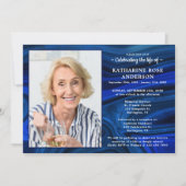 Invitation Elegant Celebration Of Life Blue Marble Photo (Devant)