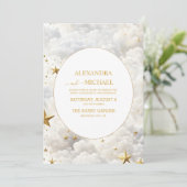 Invitation Élégant Céleste Lune et étoiles Mariage (Debout devant)