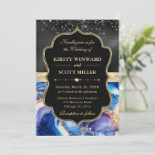 Invitation Elegant Celestial Agate Black Glitter Wedding (Debout devant)