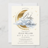 Invitation Elegant Celestial Beige Script Baby Shower  (Devant)